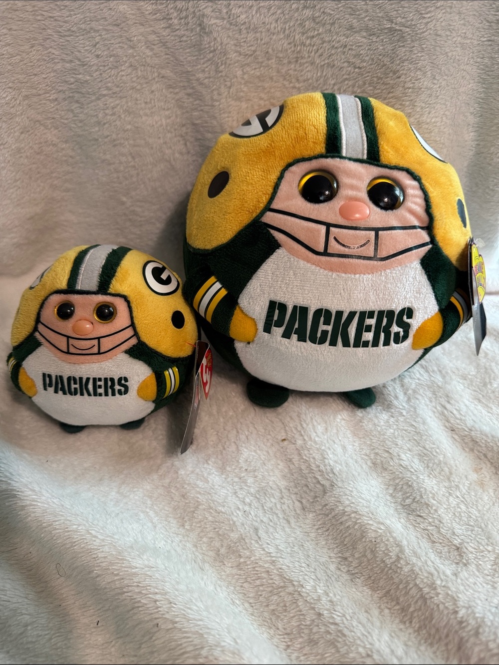 Ty Beanie Ballz Green Bay Packers NFL Plush Lot Set Small & Large